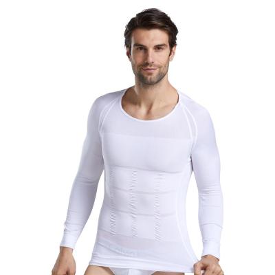 China Antibacterial Men's Body Shaper Slimming Shirt Compression Vest Elastic Shapewear Slim Long Sleeve for sale