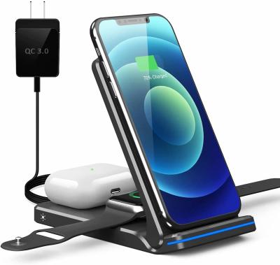 China Wireless Charger 3-1 3-in-1 Wireless Charger 15W is suitable for iPhone Huawei Wireless Charger Stand for sale