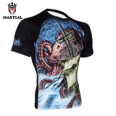 China Spandex/Polyester Wholesale Jiu Jitsu Art Rash Guard Muttahida Majlis-e-Amal Martial Bjj for sale