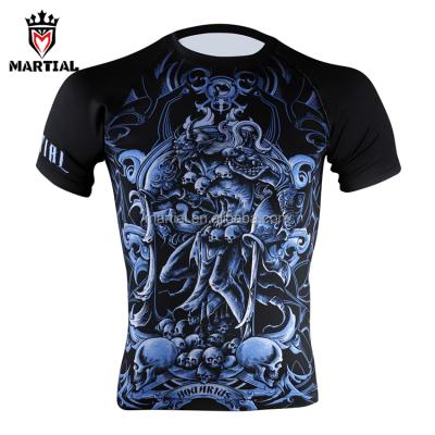 China Custom Logo Polyester Man Fight Wear Short Sleeve Bjj Rash Guard Manufacture China for sale