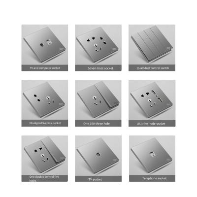 China Installation 16a air conditioning five-hole socket panel hotel wall switch socket 86 gray concealed home construction type for sale