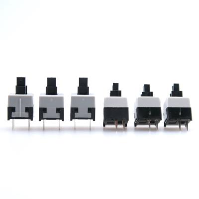 China High temperature Double-row 6 pin lockless self-locking switch single-row 2 pin switch vertical reset button 8.5*8.5Self-locking durability 8.5*8.5 self-locking switch for sale