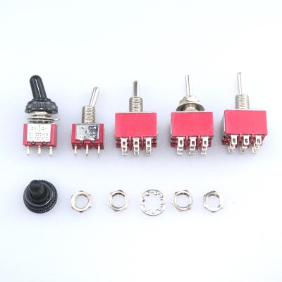 China MTS-103 red PCB SPDT ON TOP wear waterproof toggle cap rocker switch3pin9pin12pin MTS-103R for sale