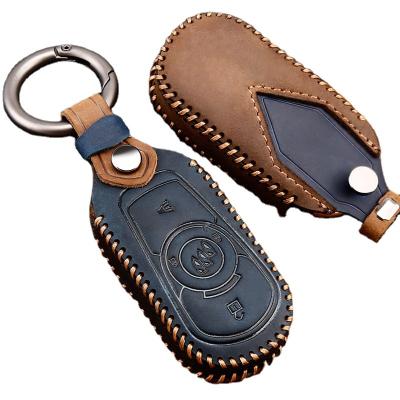 China Crazy Horse Leather Car Key Cover Key Chain Manufacture Full Protective Environmental Friendly Wholesale Smart Case Holder For Buick for sale