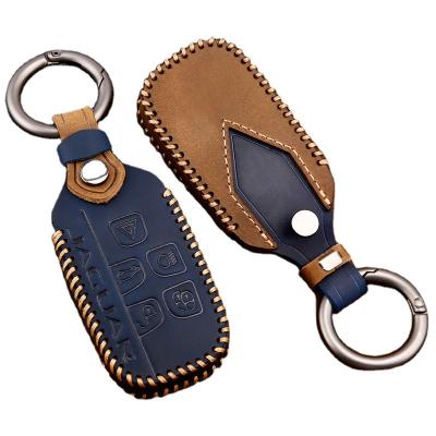 China Environmental Friendly Manufactures Wholesale Soft Crazy Car Full Cover Key Chain Leather Horse Head Case Protective Holder For Jaguar for sale