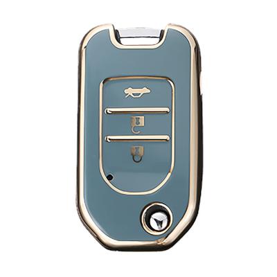 China Manufacturer Supply Wholesale Tpu Car Key Case Gold Edge Environmental Friendly Car Key Cover For Honda for sale