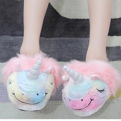 China 3D Unicorn Light Home Indoor Women Kids Girls Slipper Shoes Soft Comfortable Plush for sale