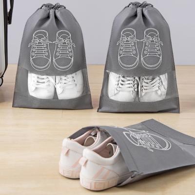 China Durable/Eco/Wholesale Reusable Clear Nonwoven Shoe Drawstring Bag Travel Promotional Shoe Storage Pockets Bag For Travel for sale