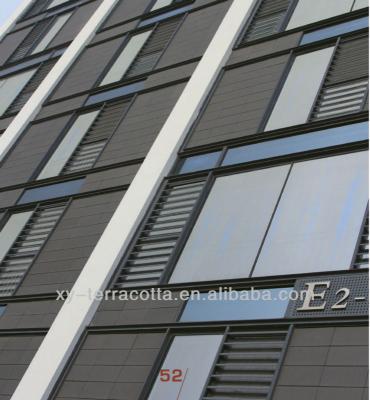 China Exterior Tiles Exterior Wall Cladding Gray Tile With Curatin Glass Wall for sale