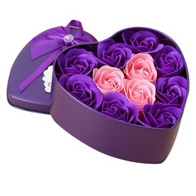 China Lovely Birthday Valentine Shape Rose Flowers Gift Box Xmas Soap Soap With Heart Box Floral Room Desk Decoration for sale