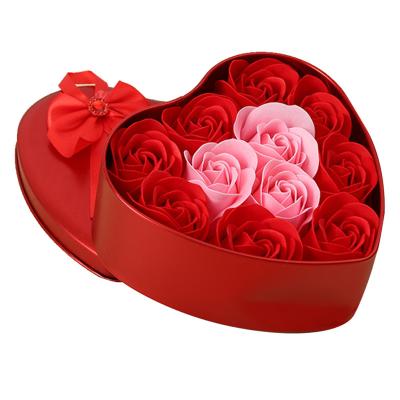 China Beautiful 11pcs Sniff Rose Flower Shape Soap With Heart Box Floral Room Decor Valentine's Day Lover Office Birthday Gifts for sale