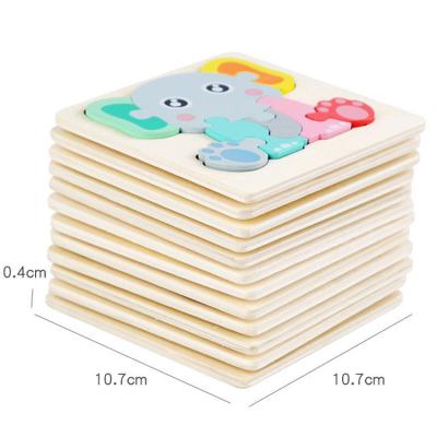 China Eco-friendly Wooden Jigsaw Baby Toy Cartoon Animal Scratch Board 3D Jigsaw Puzzle Game Kids Educational Toys for sale