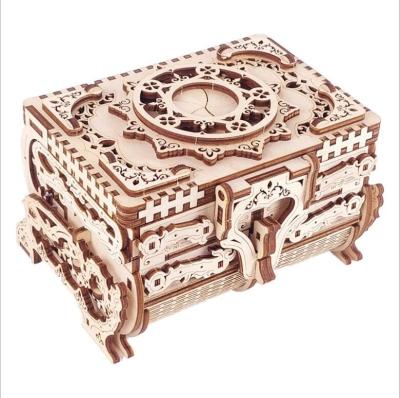 China Music/gear puzzle 3D set kit block model building retro educational children's toys transmission wooden creative mechanical jewelry box for sale