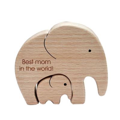 China Europe Eco-Friendly Easy Handle Baby Teething Toy Elephant Wooden Round Ring Baby Teether Toy for sale