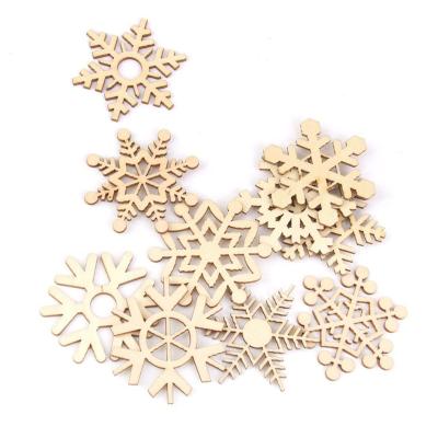 China 10pcs Europe Assorted Snow Wooden Laser Cut Christmas Tree Decorations for sale