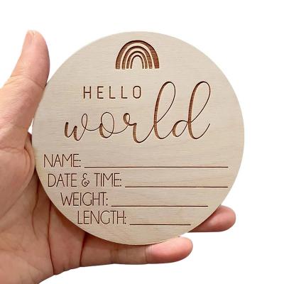 China China Baby Milestone Card Handmade Birth Monthly Record Card Newborn Growth Card Commemorative Photography Props Wooden Crafts for sale