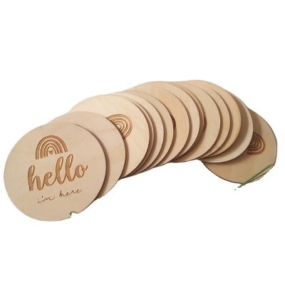 China China customized wooden log chip milestone baby card mileage card for sale