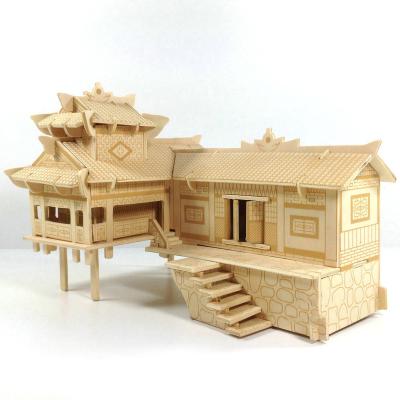 China China New Wooden Model Puzzle Set Wooden DIY Hand Toys Building 3D Wooden Model Puzzle for sale