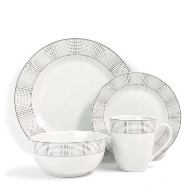 China Wholesale Custom 20 Pcs Silver Viable Decal Porcelain Ceramic Dinnerware Set for sale