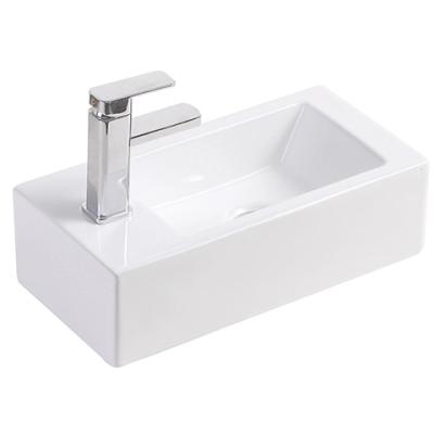 China Modern Luxury Modern Style Rectangular White Ceramic Wall Hung Bathroom Art Basin Sinks Lavatory for sale