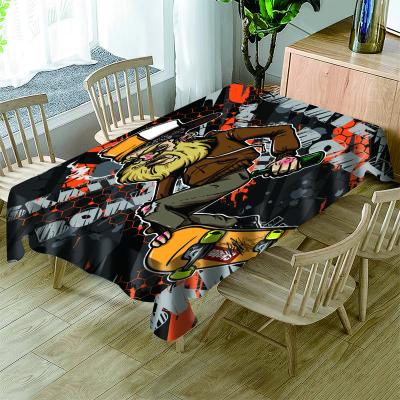 China Waterproof Polyester Tablecloth Rectangular Circular Custom Printed Stamping Coffee Waterproof Oilproof Table Cloth for sale