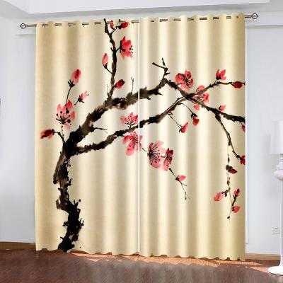 China Blackout Logo 3d Beautiful Flora Luxury Butterfly Landscape High Quality Polyester Blackout Custom Curtains for sale