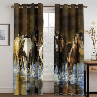 China Custom blackout animal design 3d printed high quality polyester fabric blackout luxury bedroom curtains for living room for sale