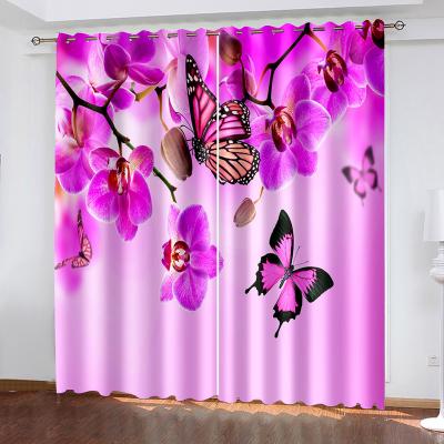 China Sheer Pattern Tulle Voile Window Curtain Blackout 3d Polyester Butterflies Printed Drapes For Living Room for sale