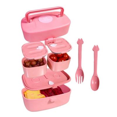 China Amazon Best Eco-Friendly Wholesale New Products Eco Friendly Rice Husk Baby Lunch Box Wheat Straw Kids Lunch Bento Box For Kids for sale