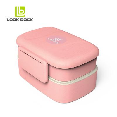 China Leak-Proof Sealed Square Container Wheat Straw Lunch Box Wholesale Tiffin Lunch Box for sale