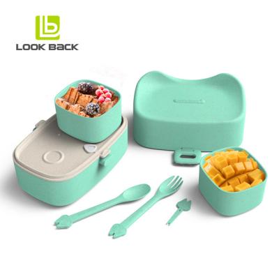 China New Fashionable Stylish Microwavable Plastic Kids Lunch Box With Compartment for sale