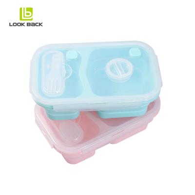 China Wholesale Reusable Portable Environmentally Friendly 2 Grid Microwavable Kids Food Bowl With Cutlery for sale