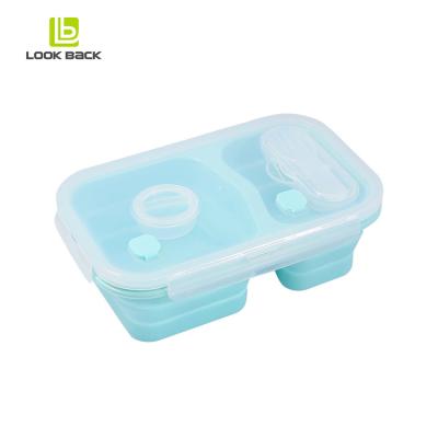 China Microwavable Customized Leakproof Portable Silicone Microwave Picnic Compartment Sealing Ring Kids Microwave Lunch Box for sale