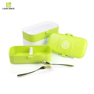 China Sustainable Reusable Microwave Plastic Food Containers Seal Eco Friendly Plastic Storage Cutlery Lunch Box for sale