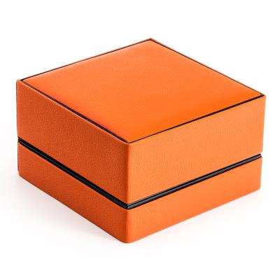 China Modern Luxury Orange Hot Sale Handmade Leather Jewelry Box High-Grade Watch Packaging Gift Box Customized for sale