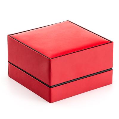 China Hot Sale Red Leather Handmade Leather Box Jewelry High-Grade Watch Packaging Gift Box Customized for sale