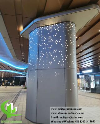 China Laser Cut Metal Screen Aluminum Column Cladding With LED Light for sale