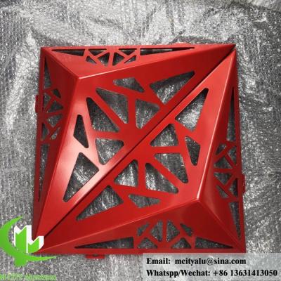 China 3D Solid aluminum panel for facade powder coated red color curtain wall for sale