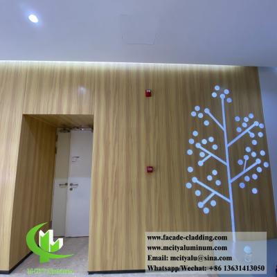 China Wood grain color solid aluminum wall cladding for interior wall decoration wooden for sale