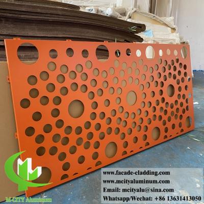 China External metal screen with perforation round holes patterns powder coated orange color for sale