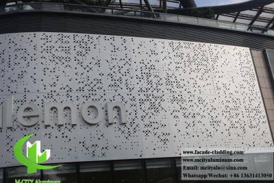 China Exterior Wall Cladding Metal Aluminum Facades Perforated Design PVDF Sliver Color for sale