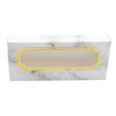 China Handmade Wholesale Private Label Square Paper Card Empty Marbelled 3d Faux Fur Faux Fur White Eyelash Packaging Boxes Handmade for sale