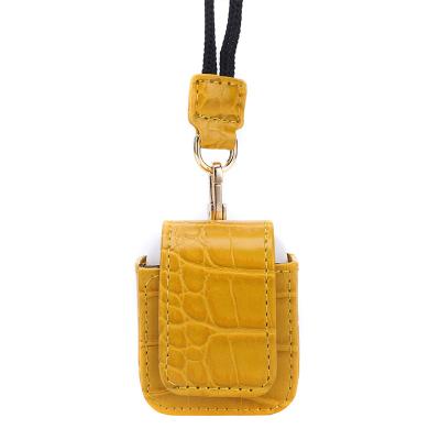 China 2020 Pocket Crocodile Snap Small Yellow Crocodile Snap Fancy Leather Pouch 1 Pocket 2 Leather Closure Shell Case For Apple Airpods Cover Device for sale