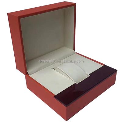 China High-end Custom Logo Flip Luxury Watch Box Simple Red Paper Plastic Watch Box Gift Packaging for sale