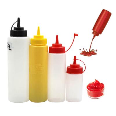 China Plastic Food Grade Sauce Squeeze Bottle For Salad Sauce With Long Thin Tip for sale