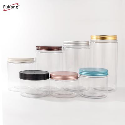 China Supply 120Ml 200Ml 250Ml Transparent Food Plastic Cans Wholesale Pet Transparent Wide Mouth Plastic Candy Nuts Cookies Jar for sale