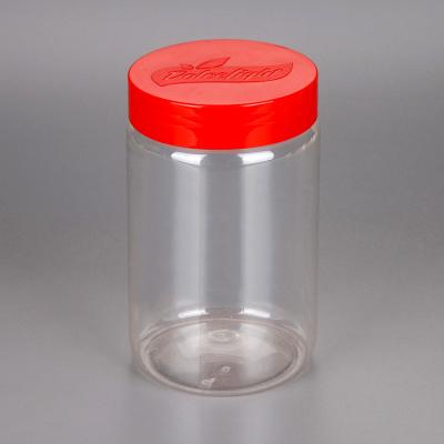 China Plastic Cylinder Food Storage Jar 450ml Food Grade Clear PET Dia75*H122mm for sale