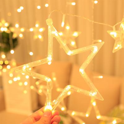 China Warehouse Christmas Led Romantic Fairy Lights Star Curtain String Lighting For Wedding Garland Party Holiday Decoration for sale