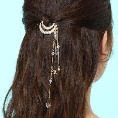 China Hair Clips For Women Hot Sale Half Moon Hair Clips Women Nap Hair Clips With Tassel Hair Jewelry Accessories for sale