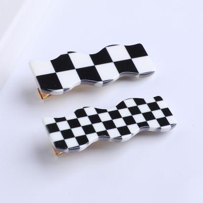 China Fashion New Arrival Checkerboard Barber Cuts Black White Hair Cuts Children's Hair Accessories for sale